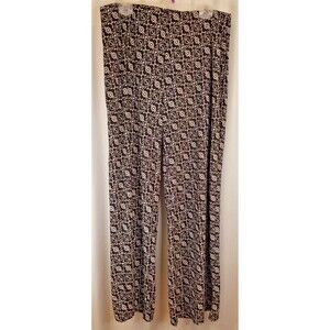 Chaus Women's Wide Leg Pants Geometric Design Liquid Knit Elastic Waist Size XL